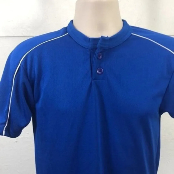 Royal Blue 2 Button Baseball Jersey Sport Athletic T-Shirt - Picture 3 of 12